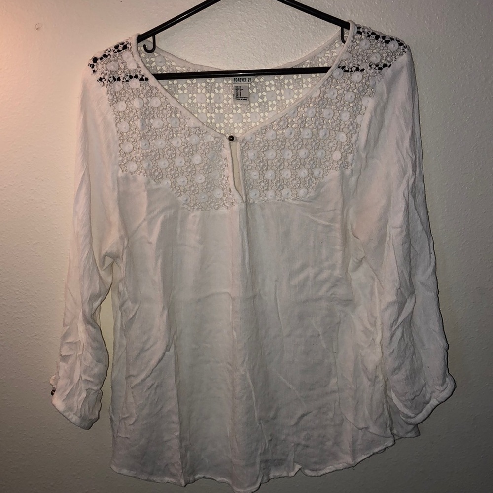 cream 3/4 length sleeve top